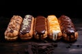 AI generated illustration of A variety of eclair pastries