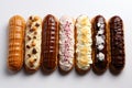 AI generated illustration of A variety of eclair pastries