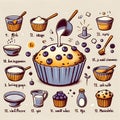 AI-generated illustration of a variety of freshly baked muffins arranged in a line