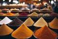 AI-generated illustration of a variety of spices in a market Royalty Free Stock Photo