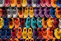 AI generated illustration of various pairs of sneakers arranged side by side