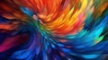 AI generated illustration of a vibrant abstract artwork with interlocking spirals of bright colors