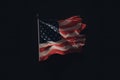 AI generated illustration of a vibrant American flag billowing against a black background