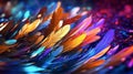 AI generated illustration of a vibrant array of colorful feathers scattered in a pile Royalty Free Stock Photo