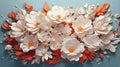 AI generated illustration of a vibrant array of white flowers arranged in a layered formation
