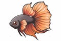 AI generated illustration of a vibrant Betta Fish displaying striking orange and black colors