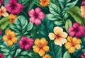 AI generated illustration of vibrant bouquet of colorful flowers
