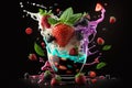 AI generated illustration of a vibrant and a bowl of fresh summer berries and a scoop of ice cream Royalty Free Stock Photo