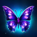 AI generated illustration of a vibrant butterfly with deep purple and light blue wings