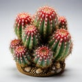 AI generated illustration of vibrant cacti in various sizes on a rocky surface