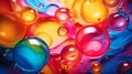 AI generated illustration of a vibrant and captivating closeup of multicolored bubbles