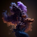 AI generated illustration of a vibrant cloud of smoke, illuminated against a dark background