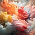 AI generated illustration of vibrant and colorful abstract clouds suspended in midair