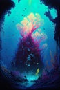 Vibrant Coral Paradise - AI Generated Illustration of Deep Sea Life 008 Royalty Free Stock Photo