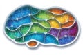 Vibrant depiction of cosmic brain structure colorful nebula like patterns symbolizing imagination creative thinking expansive