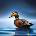 AI generated illustration of A vibrant, detailed duck swimming in a tranquil body of water