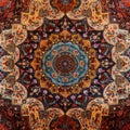 AI-generated illustration of a vibrant and detailed Persian carpet. Royalty Free Stock Photo