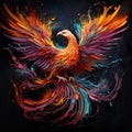 AI generated illustration of a vibrant eagle bird featured on a dark backdrop