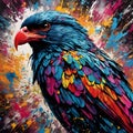 AI generated illustration of a vibrant eagle painting on canvas by numbers against a dark backdrop Royalty Free Stock Photo