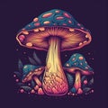 AI generated illustration of a collection of brightly colored mushrooms