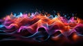 AI generated illustration of vibrant flames and swirling liquid on black backdrop for wallpaper