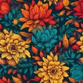 AI generated illustration of a vibrant floral background featuring a variety of colorful flowers Royalty Free Stock Photo