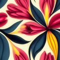 AI generated illustration of a Vibrant Floral Seamless Pattern Tile