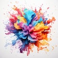 AI generated illustration of a vibrant flower surrounded by a flurry of multi-colored paint