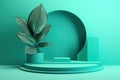 AI-generated illustration of a vibrant green potted plant atop a blue stand.