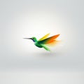 AI generated illustration of a vibrant hummingbird soaring on a white backdrop Royalty Free Stock Photo