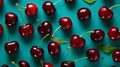 AI generated illustration of A vibrant image of a collection of ripe cherries