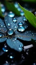 AI generated illustration of a vibrant leaf on the ground covered in water droplets Royalty Free Stock Photo