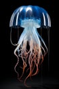 a jellyfish jelly that is floating with orange tentacles on it Royalty Free Stock Photo