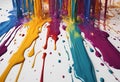 colorful paint on the floor of an art studio, spilled Royalty Free Stock Photo