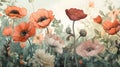 AI generated illustration of vibrant painting of different flowers