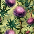 AI generated illustration of a vibrant painting of thistle flowers