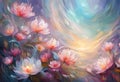 AI generated illustration of a vibrant painting of wildflowers