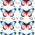 AI generated illustration of a vibrant pattern of delicate butterflies on a white background