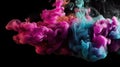 AI generated illustration of vibrant pigments of inks swirling and forming patterns in water Royalty Free Stock Photo