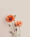 AI generated illustration of vibrant poppies floral painting, created with watercolor on paper
