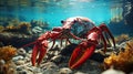 AI generated illustration of A red lobster perched atop a bed of rocks Royalty Free Stock Photo
