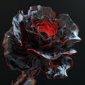 AI generated illustration of a vibrant rose with red and white streaks