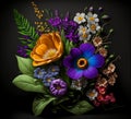 AI generated illustration of A vibrant selection of assorted flowers arranged in a beautiful bouquet