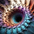 AI generated illustration of a vibrant spiral structure with a multitude of colors and patterns