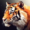 AI generated illustration of a vibrant striped tiger in a cubic art style