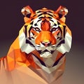 AI generated illustration of a vibrant striped tiger in a cubic art style