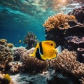 AI generated illustration of A vibrant underwater scene of a tropical coral reef and fish Royalty Free Stock Photo