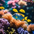 AI generated illustration of A vibrant underwater scene of a tropical coral reef and fish Royalty Free Stock Photo