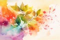 AI generated illustration of a vibrant watercolor background featuring a variety of colorful flowers Royalty Free Stock Photo