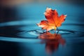 AI-generated illustration of a vibrant, yellow leaf floating in a pool of crystal-clear water Royalty Free Stock Photo